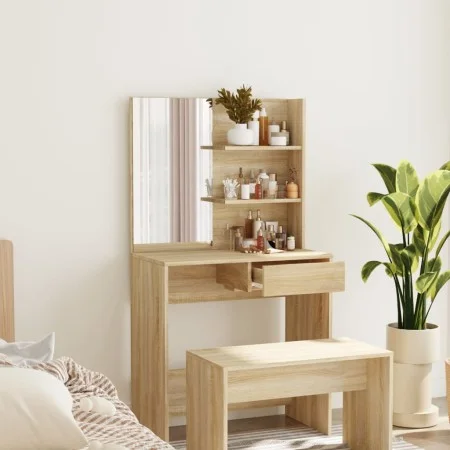 Dressing table with mirror in Sonoma oak color 74.5x40x141 cm by vidaXL, Bedroom Dressers - Ref: Foro24-802807, Price: 92,77 ...