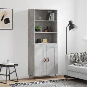Concrete gray plywood tall sideboard 69.5x34x180 cm by vidaXL, Sideboards - Ref: Foro24-3189929, Price: 124,18 €, Discount: %