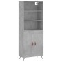Hohes Sideboard aus betongrauem Sperrholz, 69,5 x 34 x 180 cm von vidaXL, Sideboards - Ref: Foro24-3189929, Preis: 125,44 €, ...