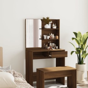Dressing table with oak brown mirror 74.5x40x141 cm by vidaXL, Bedroom Dressers - Ref: Foro24-820492, Price: 73,64 €, Discoun...