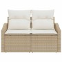 Sofá de jardín con cojín Beige 123 x 62 x 69cm ratán sintético