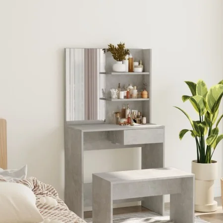 Concrete gray dressing table with mirror 74.5x40x141 cm by vidaXL, Bedroom Dressers - Ref: Foro24-802808, Price: 74,46 €, Dis...