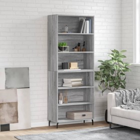 Aparador alto madera de ingeniería gris Sonoma 69,5x32,5x180 cm de vidaXL, Aparadores - Ref: Foro24-3189595, Precio: 118,85 €...