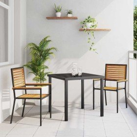 Sillas apilables de jardín 2 pcs Marrón y Negro