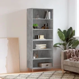 Aparador alto madera ingeniería gris hormigón 69,5x32,5x180 cm de vidaXL, Aparadores - Ref: Foro24-3189561, Precio: 103,30 €,...