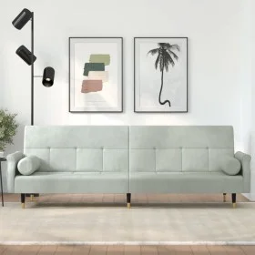 Schlafsofa mit hellgrauen Samtkissen von vidaXL, Sofas - Ref: Foro24-351857, Preis: 314,39 €, Rabatt: %