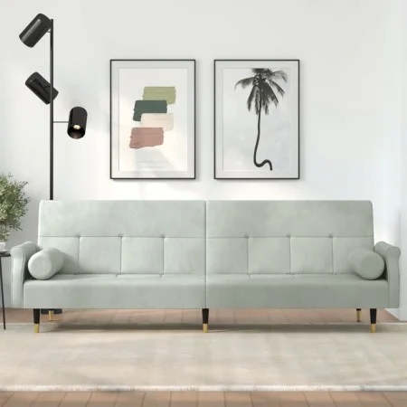 Sofa bed with light gray velvet cushions by vidaXL, Sofas - Ref: Foro24-351857, Price: 314,39 €, Discount: %