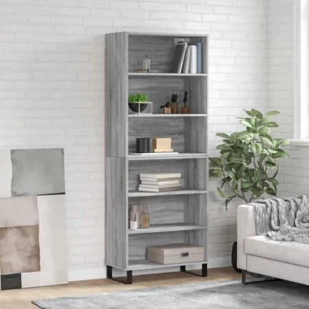 Aparador alto madera de ingeniería gris Sonoma 69,5x32,5x180 cm de vidaXL, Aparadores - Ref: Foro24-3189603, Precio: 114,45 €...
