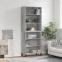 Aparador alto madera de ingeniería gris Sonoma 69,5x32,5x180 cm de vidaXL, Aparadores - Ref: Foro24-3189603, Precio: 114,45 €...
