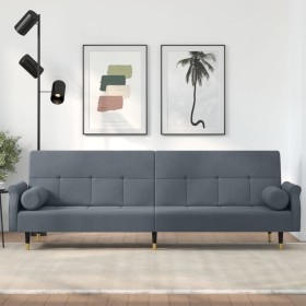 Sofá cama con cojines terciopelo gris oscuro de vidaXL, Sofás - Ref: Foro24-351858, Precio: 298,35 €, Descuento: %