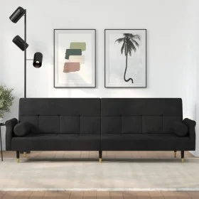 Sofá cama con cojines terciopelo negro by vidaXL, Sofas - Ref: Foro24-351861, Price: 293,62 €, Discount: %
