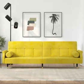Sofa bed with yellow velvet cushions by vidaXL, Sofas - Ref: Foro24-351862, Price: 308,31 €, Discount: %