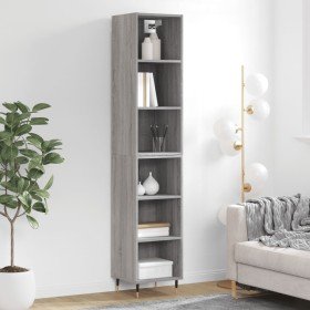 Aparador alto madera contrachapada gris Sonoma 34,5x32,5x180 cm