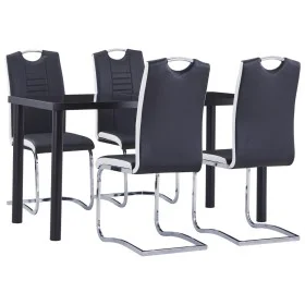 5-teiliges Esszimmer-Set Kunstleder schwarz von vidaXL, Möbelsets für Küchen und Esszimmer - Ref: Foro24-3053026, Preis: 480,...