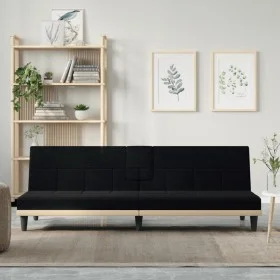 Schwarzes Schlafsofa aus Stoff mit Getränkehalter von vidaXL, Sofas - Ref: Foro24-351865, Preis: 275,49 €, Rabatt: %