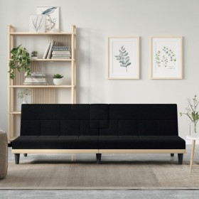 Sofá cama con portavasos tela negro de vidaXL, Sofás - Ref: Foro24-351865, Precio: 280,74 €, Descuento: %