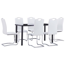 7-teiliges Esszimmerset aus weißem Kunstleder von vidaXL, Möbelsets für Küchen und Esszimmer - Ref: Foro24-3053031, Preis: 63...