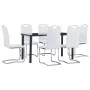 7-teiliges Esszimmerset aus weißem Kunstleder von vidaXL, Möbelsets für Küchen und Esszimmer - Ref: Foro24-3053031, Preis: 62...