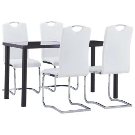 5-teiliges Esszimmer-Set Kunstleder weiß von vidaXL, Möbelsets für Küchen und Esszimmer - Ref: Foro24-3053032, Preis: 471,92 ...
