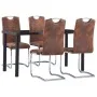 Brown artificial suede leather 5-piece dining set by vidaXL, Furniture sets for kitchens and dining rooms - Ref: Foro24-30530...