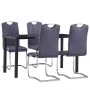 5-teiliges Esszimmerset aus grauem Kunstleder von vidaXL, Möbelsets für Küchen und Esszimmer - Ref: Foro24-3053040, Preis: 42...