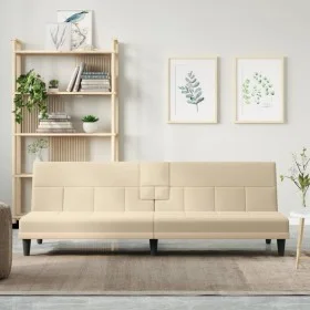 Cream fabric sofa bed with cup holder by vidaXL, Sofas - Ref: Foro24-351866, Price: 275,49 €, Discount: %