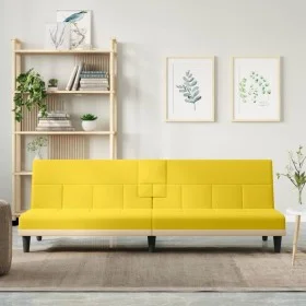 Sofa bed with cup holder light yellow fabric by vidaXL, Sofas - Ref: Foro24-351867, Price: 275,49 €, Discount: %