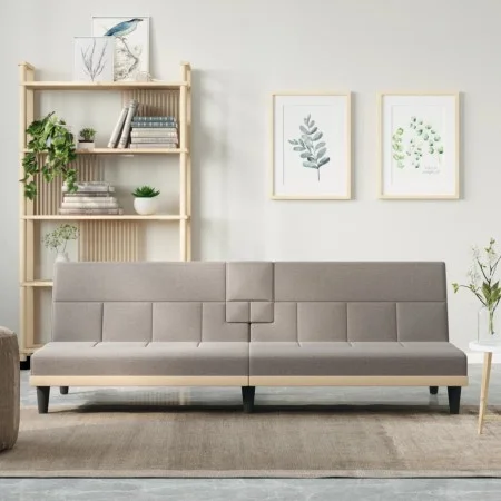 Sofá cama con portavasos tela gris taupé by vidaXL, Sofas - Ref: Foro24-351868, Price: 275,49 €, Discount: %