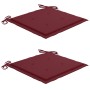 Sillas de jardín 2 uds con cojines vino rojo madera de teca