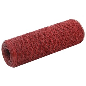 Alambrada de gallinero acero revestimiento PVC rojo 25x0,5 m