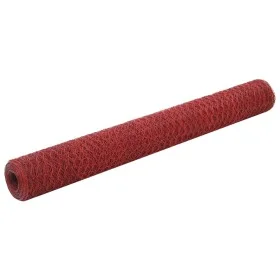 Steel chicken wire with red PVC coating 25x1.2 m by vidaXL, fence panels - Ref: Foro24-143317, Price: 45,71 €, Discount: %