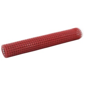 Alambrada de gallinero acero revestimiento PVC rojo 10x1 m