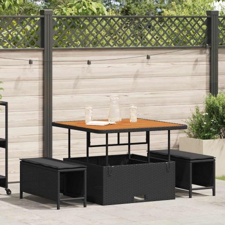 Conjunto de Comedor de Jardín Negro Poliratán