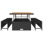 Conjunto de Comedor de Jardín Negro Poliratán