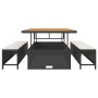 Conjunto de Comedor de Jardín Negro Poliratán