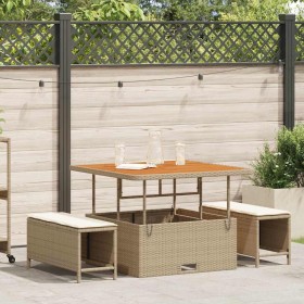 Conjunto de Comedor de Jardín Beige Poliratán
