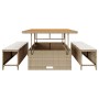 Conjunto de Comedor de Jardín Beige Poliratán