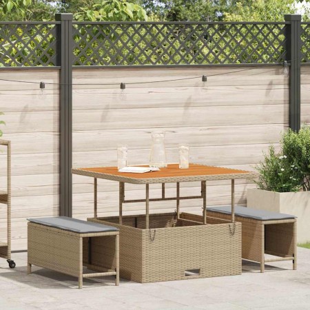 Conjunto de Comedor de Jardín Beige Poliratán