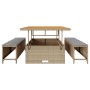 Conjunto de Comedor de Jardín Beige Poliratán