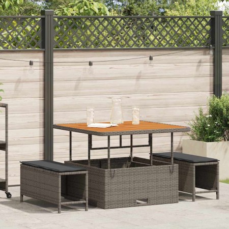 Conjunto de Comedor de Jardín Gris Poliratán
