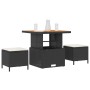 Conjunto de Comedor de Jardín Negro Poliratán