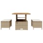 Conjunto de Comedor de Jardín Beige Poliratán