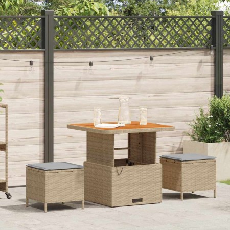 Conjunto de Comedor de Jardín Beige Poliratán