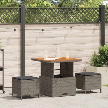 Conjunto de Comedor de Jardín Gris Poliratán