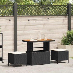 Conjunto de Comedor de Jardín Negro Poliratán