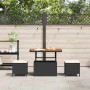 Conjunto de Comedor de Jardín Negro Poliratán