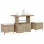 Conjunto de Comedor de Jardín Beige Poliratán