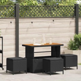 Conjunto de Comedor de Jardín Negro Poliratán