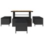 Conjunto de Comedor de Jardín Negro Poliratán