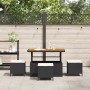Conjunto de Comedor de Jardín Negro Poliratán